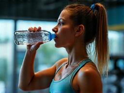 Athlete drinking water during an intense workout session