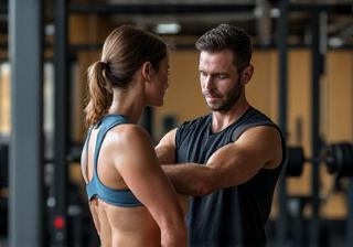 Focused personal training session with a coach guiding a client